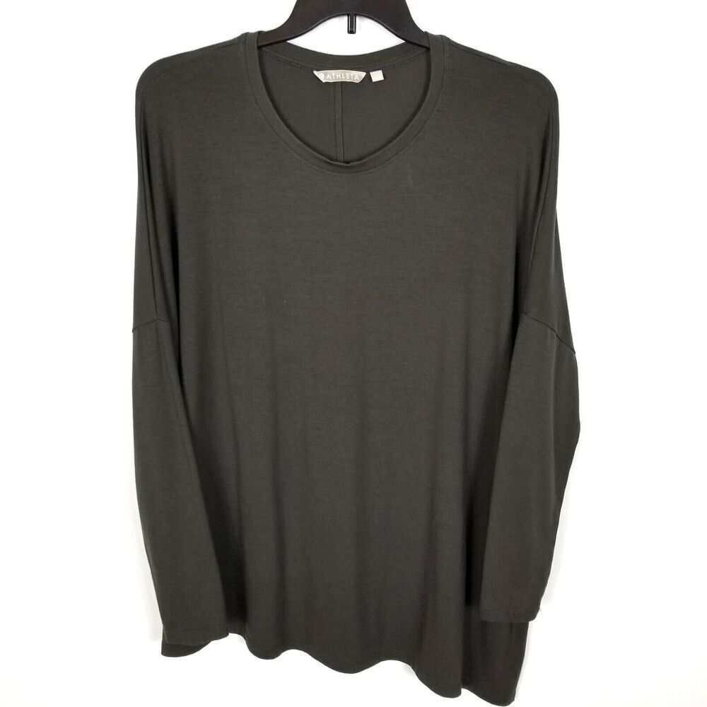 Athleta Women Cloudlight Relaxed Asym Top Sweatshirt Size L Gray Long Sleeve